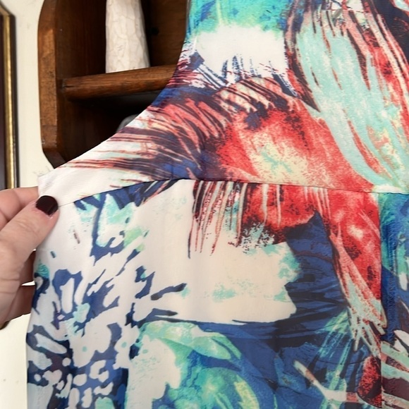 LILY ROSE Crochet Detail Sleeveless Watercolor Floral Shift Dress, Sz Large,NWT. - Picture 8 of 9